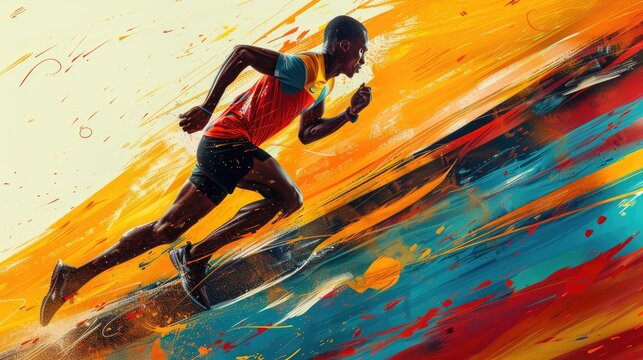 Colorful marathon winner finish background, sport and activity background, Abstract image elements and vibrant colors
