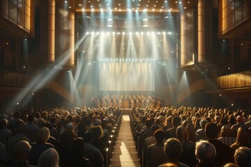 A bustling concert hall filled with people. Suitable for event promotions