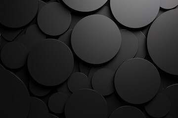 Abstract design of overlapping black circles creating a three-dimensional effect