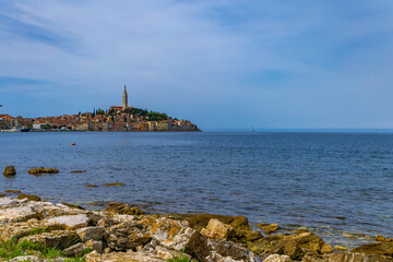 View of the old romantic town of Rovinj on the Istrian Peninsula