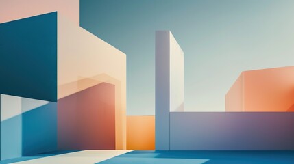 Abstract Colorful Minimalistic Architecture Landscapes: Exploring Simplicity in Form and Space