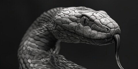 Black and white image of a snake, suitable for various projects