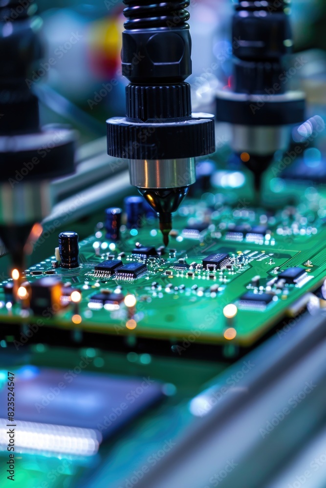 Poster Detailed view of a computer motherboard. Suitable for technology-related projects
