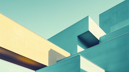 Fototapeta premium Abstract Colorful Minimalistic Architecture Landscapes: Exploring Simplicity in Form and Space