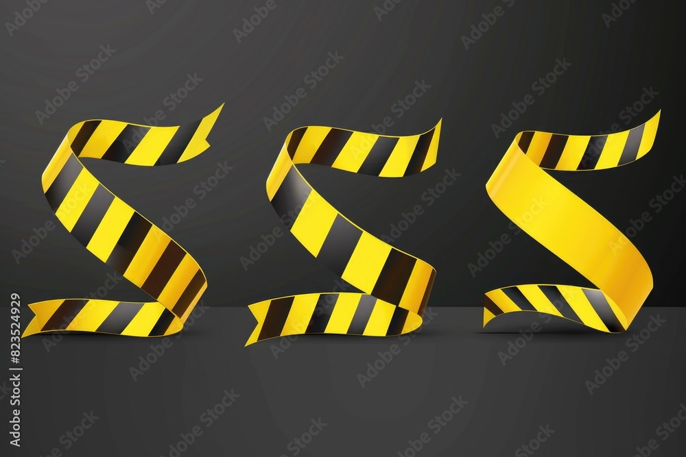 Poster A collection of yellow and black striped ribbons. Perfect for adding a pop of color to any project