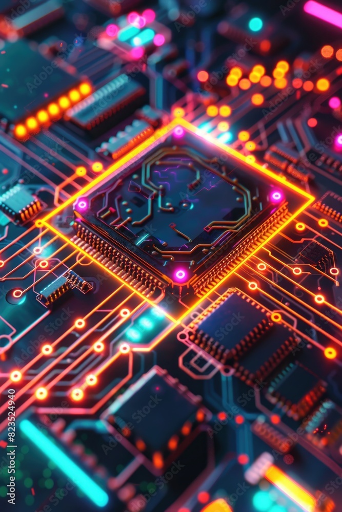 Aufkleber Detailed view of a computer circuit board, suitable for technology and innovation concepts