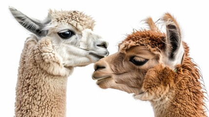 Obraz premium Image of two llamas standing side by side. Suitable for animal lovers and nature enthusiasts
