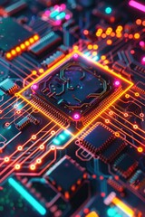 Obraz premium Detailed view of a computer circuit board, suitable for technology and innovation concepts