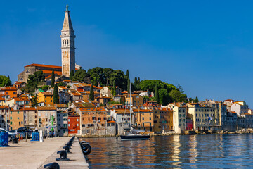 Fototapeta premium View of the old romantic town of Rovinj on the Istrian Peninsula
