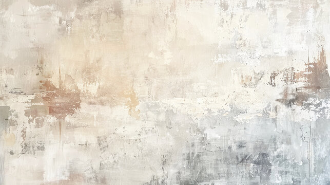 Fototapeta Abstract background, modern, minimalist painting consisting of brush strokes grey and beige colors, aged stone surface, plaster wall.