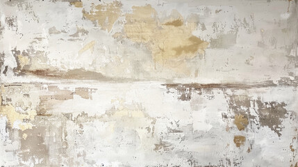 Fototapeta premium Abstract background, modern, minimalist painting consisting of brush strokes grey and beige colors, aged stone surface, plaster wall.