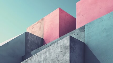 Abstract Colorful Minimalistic Architecture Landscapes: Exploring Simplicity in Form and Space