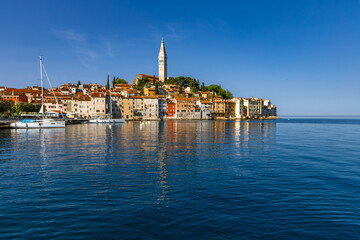 View of the old romantic town of Rovinj on the Istrian Peninsula