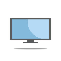 A flat panel display icon representing a television set as a computer monitor accessory with a shadow on a white background eps 10