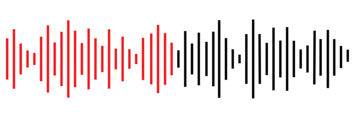 Sound wave set. Sound waves, Equalizer, Audio waves, Radio signal, Music. Recording. On White Background Vector illustration.