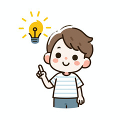 vector kid is thinking about ideas in flat design style