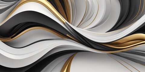  3d background abstract. Black , White, Gold  Pattern