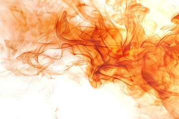Abstract orange smoke swirls against a white background.
