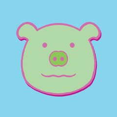 colorfull pig cartoon hand drawn art illustration
