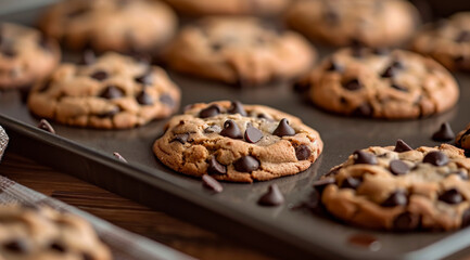 Chocolate chip cookies on baking sheet