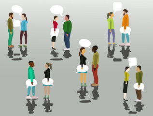 Obraz premium Communicate with each other. Colored icons of people communicating. Communication.