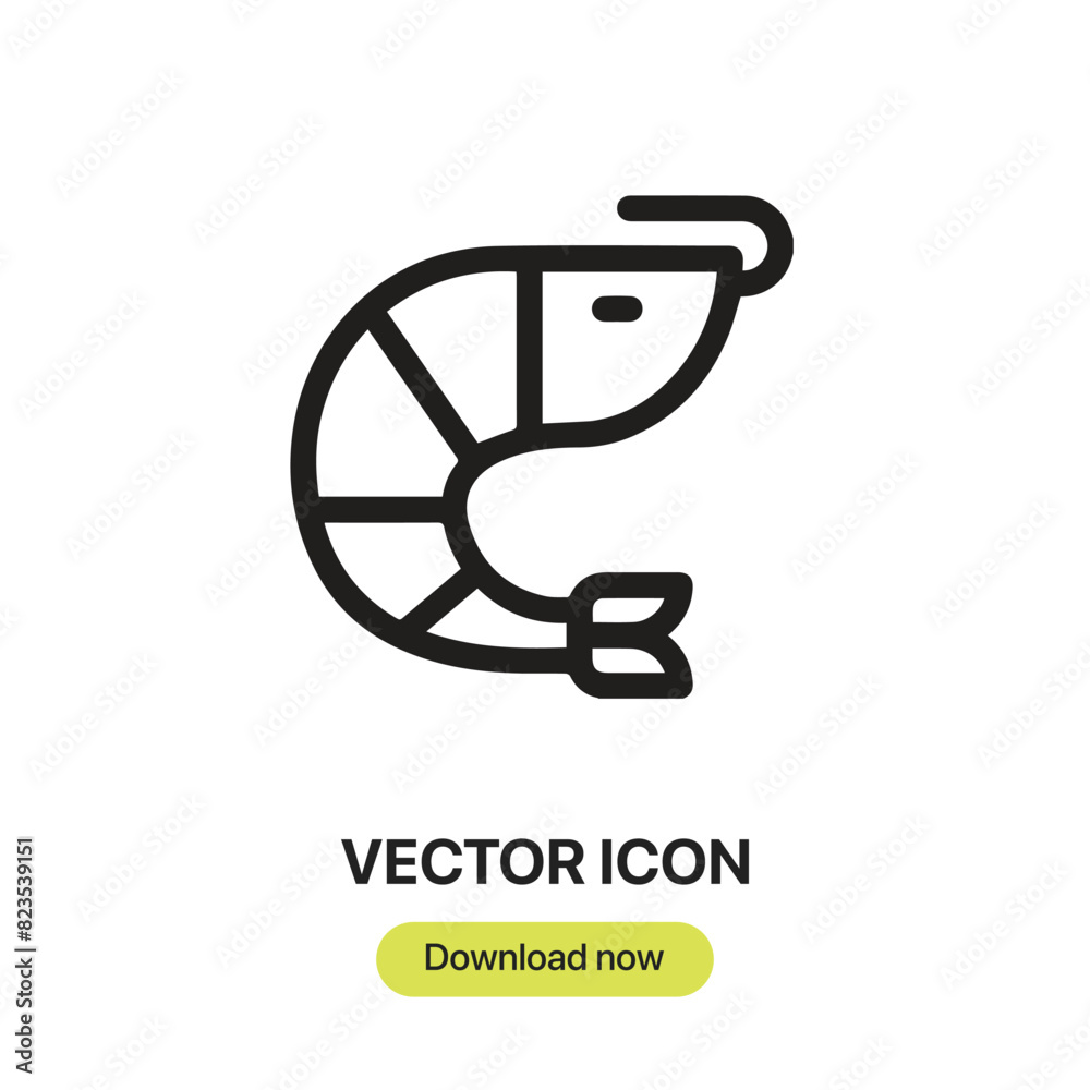 Fototapete Shrimp icon vector. Linear-style sign for mobile concept and web design. Shrimp symbol illustration. Pixel vector graphics - Vector.	