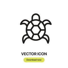 Turtle icon vector. Linear-style sign for mobile concept and web design. Turtle symbol illustration. Pixel vector graphics - Vector.	