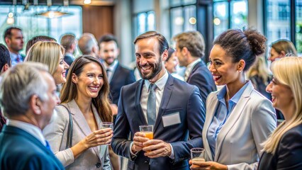 Networking Event: A close-up of professionals engaging in a networking event, showcasing connections and collaboration.
