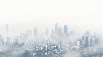 Fototapeta premium smog-filled cityscape with towering skyscrapers 