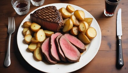plate with meat and vegetables