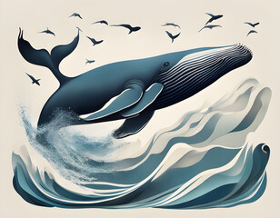 Obraz premium Surreal Flying Humpback Whale