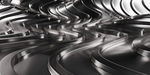 Abstract metal background wave pattern. Futuristic striped silver texture