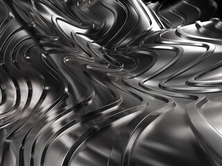 Abstract Metallic Waves Background. Aluminum Stripes with Light Reflections