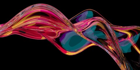 Colored graphic design glass elements dispersion. Abstract waves background