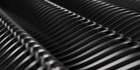 Dark shiny steel stripes. Metallic wavy background