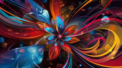 Vibrant Computer Generated Image of a Colorful Flower