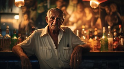 Fototapeta premium an elderly man with weathered hands, lost in thought, 