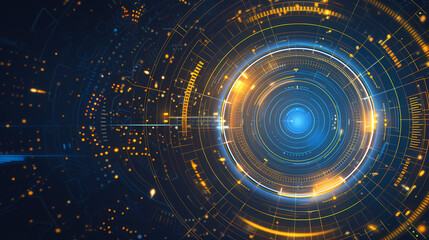 Futuristic hud interface circles yellow and blue vector image