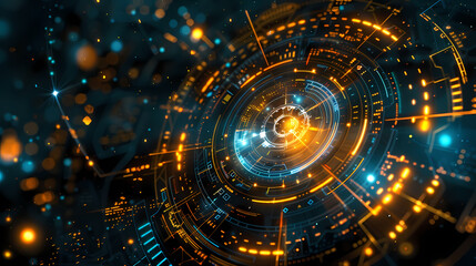Obraz premium Futuristic hud interface circles yellow and blue vector image