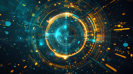 Futuristic hud interface circles yellow and blue vector image