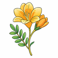Freesia flower cartoon style Icon Vector clipart Illustration