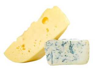 Various delicious cheese on white background isolation