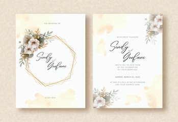 arrangement flowers of corner frame watercolor on wedding invitation background