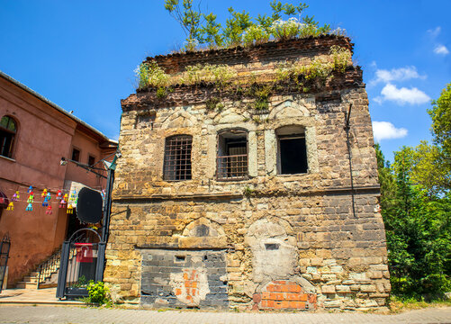 historical ruined stone building in the balat istanbul