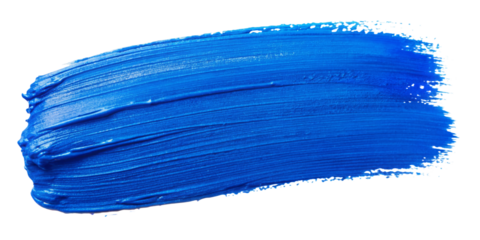 Stroke of blue paint texture on transparent background