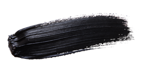 Stroke of black paint texture on transparent background