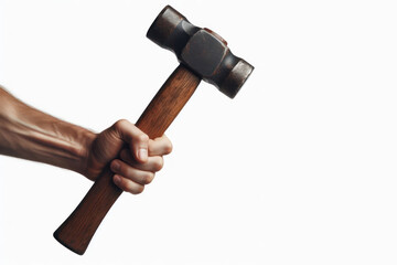 sledgehammer in hand Isolated on white background