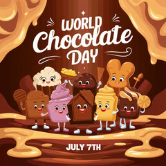 Obraz premium World Chocolate Day Poster Illustration, 7th July