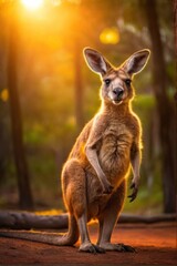 Kangaroo in Sunset forest, Professional wildlife photography