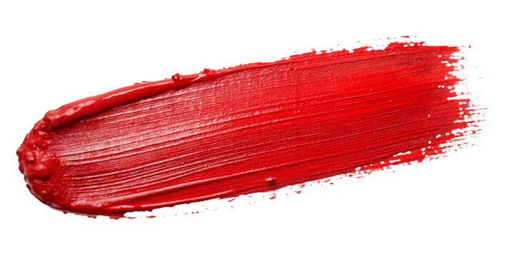 Stroke of red paint texture on transparent background